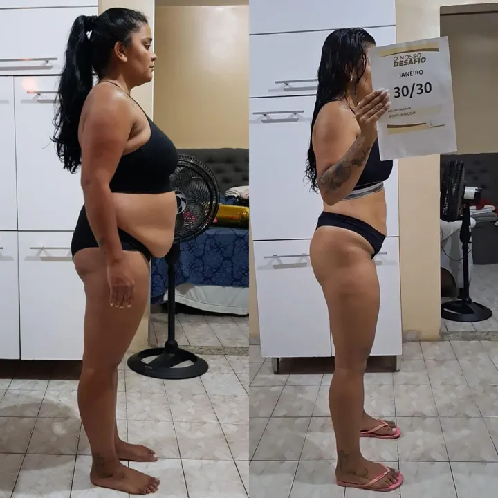 Catilina antes e depois, resultado de menos 35 kg